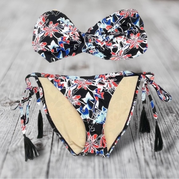 Tart Floral Front Twist Bandeau 2-Piece Bikini with Side Tie Bikini Bottoms - Picture 9 of 10